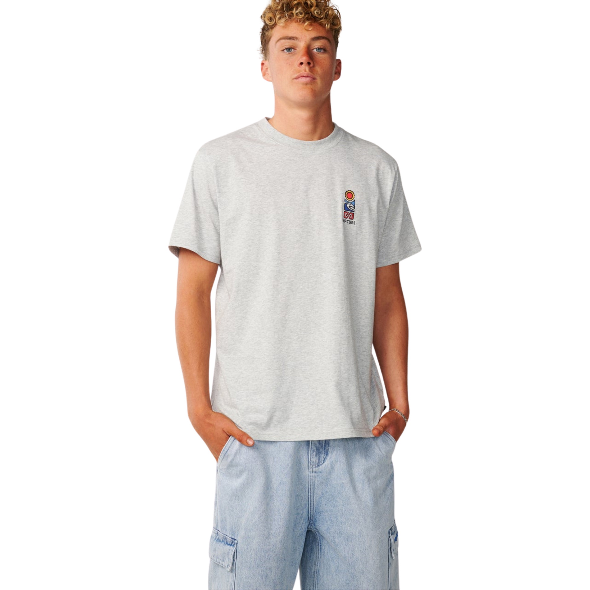 Rip Curl Mens Search Series Vaporcool Stack Relaxed T-Shirt 16IMTE - Grey Marle